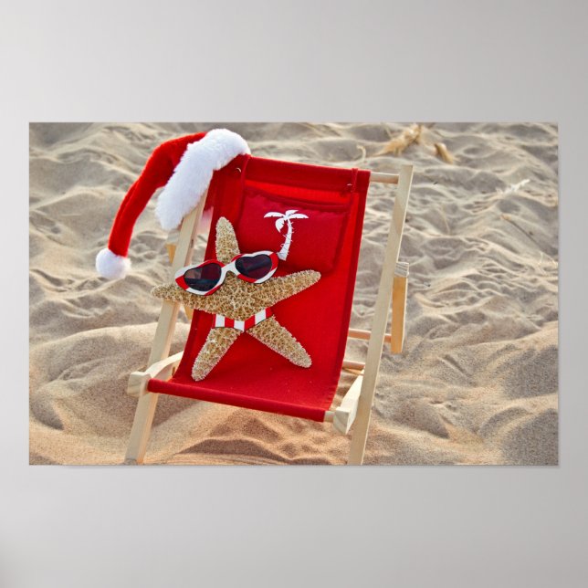Christmas starfish on the beach poster (Front)
