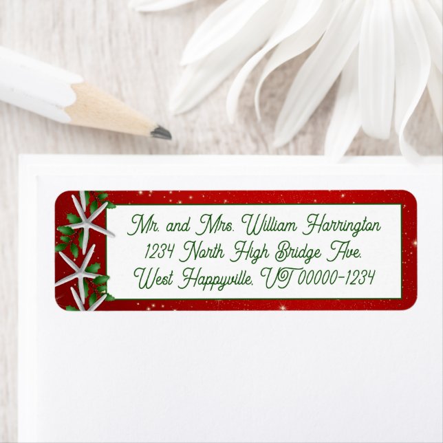 Christmas Starfish Twinkling Return Address labels (Insitu)