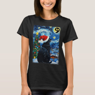 Christmas Starry Night Black Cat Comma La Kamala H T-Shirt