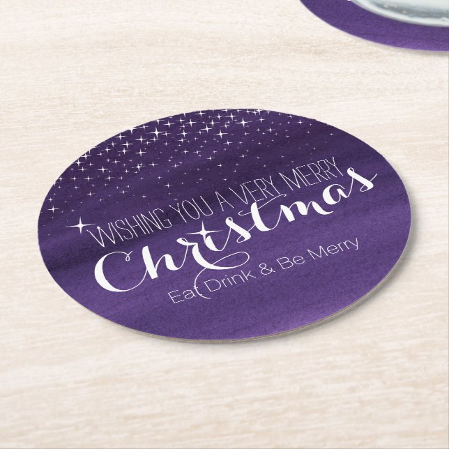 Christmas starry night sky party paper coasters (Angled)