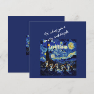 Christmas Starry Night Van Gogh Cat Lover Holiday Card