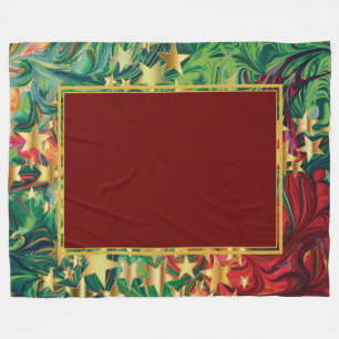 CHRISTMAS STARS   Abstract   Green Festive Fleece Blanket