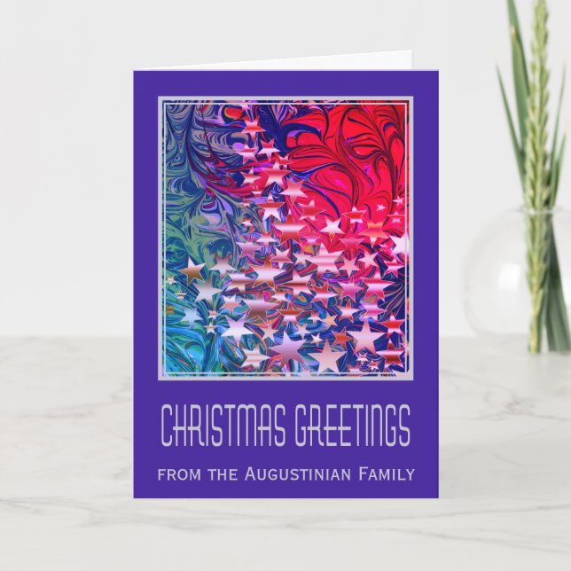 Christmas Stars | ABSTRACT | Purple | Festive Holiday Card (Front)