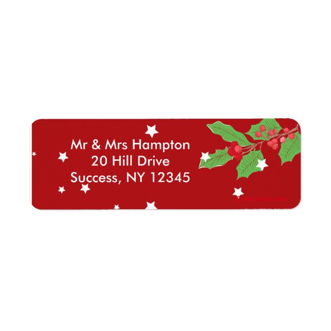 Christmas Stars and Holly Return Address Label (Front)