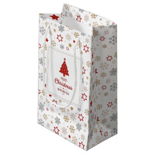 Christmas Stars and Snowflakes Pattern Small Gift Bag