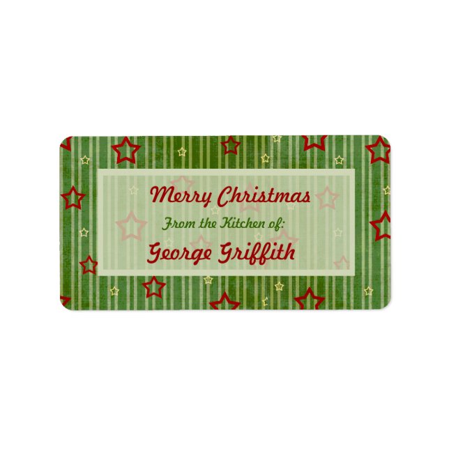 Christmas Stars From the Kitchen of Labels. Label (Front)