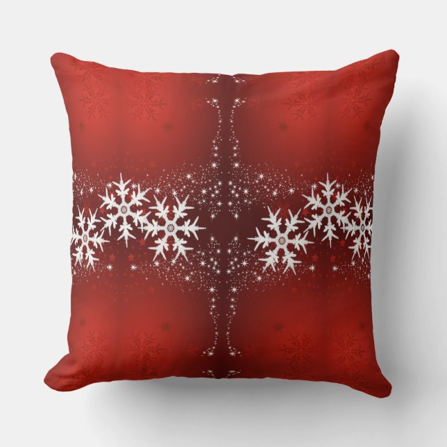 Christmas Stars Holidays Snowflake Throw Pillow (Front)