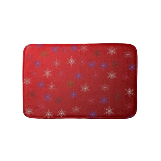 christmas stars in red bath mat (Front)
