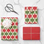 Christmas Stars in Retro Red, Olive Green, & Cream Wrapping Paper Sheet<br><div class="desc">Cute stars in retro Christmas red,  olive green,  and cream. For a modern Christmas with a nostalgic feel. Also great for combined Christmas and Hanukkah.</div>
