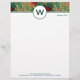 CHRISTMAS STARS Retro Personalised Monogram Custom Letterhead
