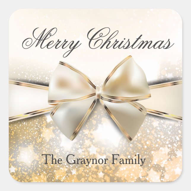 Christmas Stars Sparkle Square Sticker (Front)