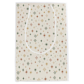 Christmas Stars & Sparkles Pattern Medium Gift Bag