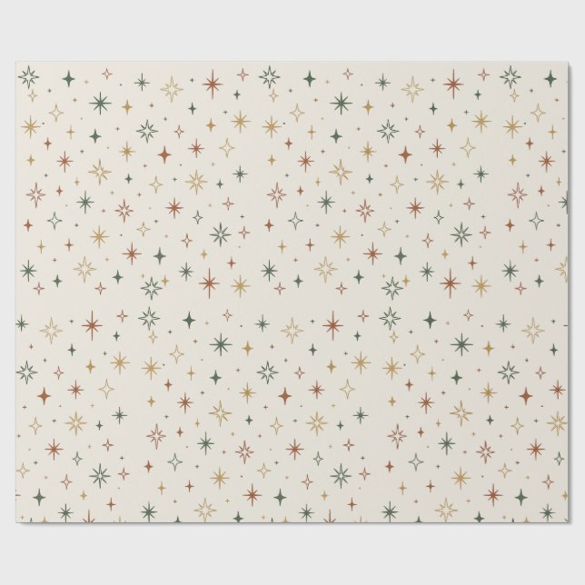 Christmas Stars & Sparkles Pattern			 Wrapping Paper (Flat)