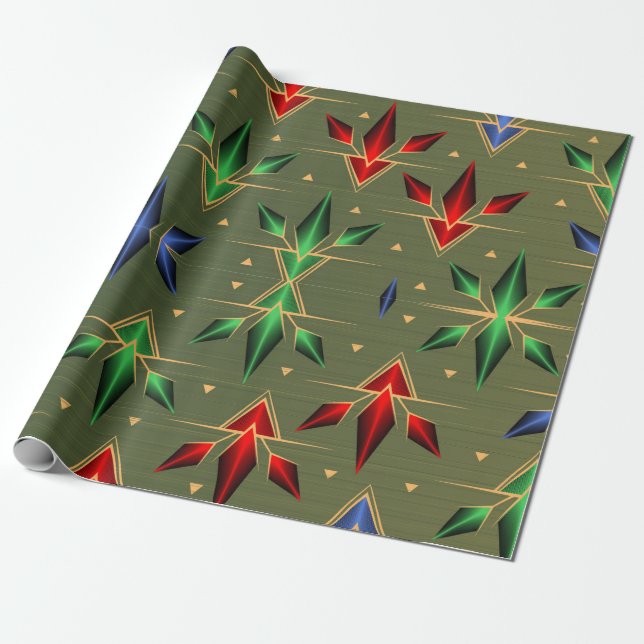 Christmas Stars Wrapping Paper (Unrolled)
