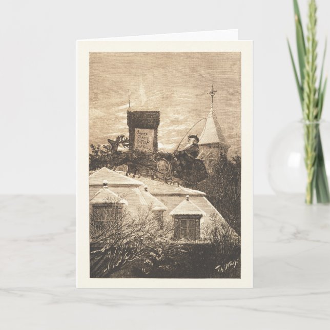 Christmas Station, Thomas Nast, 1889 Holiday Card (Front)