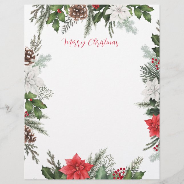 Christmas Stationery Writing Letter Paper Border Custom Letterhead (Front)