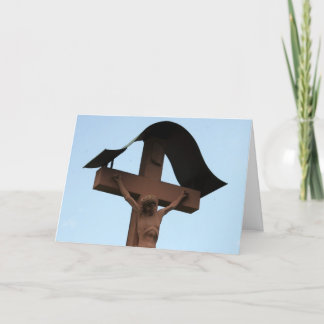 christmas statue cross holiday card