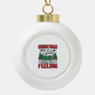 Christmas Steal Its A Feeling Reindeer Sleigh Desi Ceramic Ball Christmas Ornament