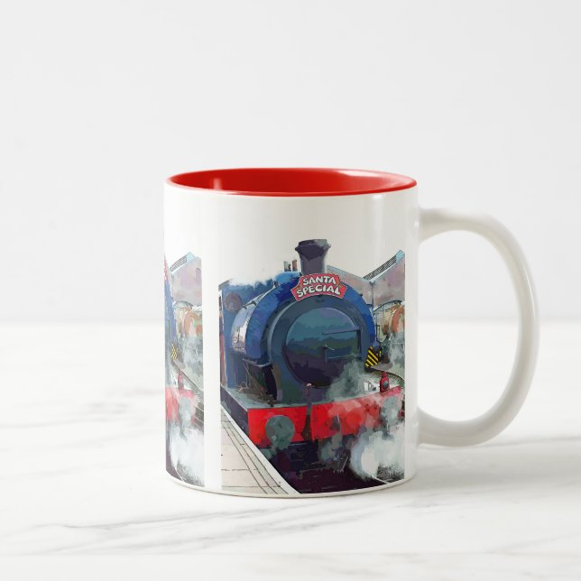CHRISTMAS STEAM TRAINS Two-Tone COFFEE MUG (Right)