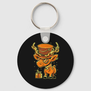 Christmas Steampunk Fancy Dress Reindeer  Key Ring