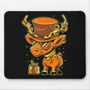 Christmas Steampunk Fancy Dress Reindeer Mouse Pad