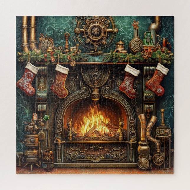 Christmas Steampunk Fireplace Puzzle (Vertical)