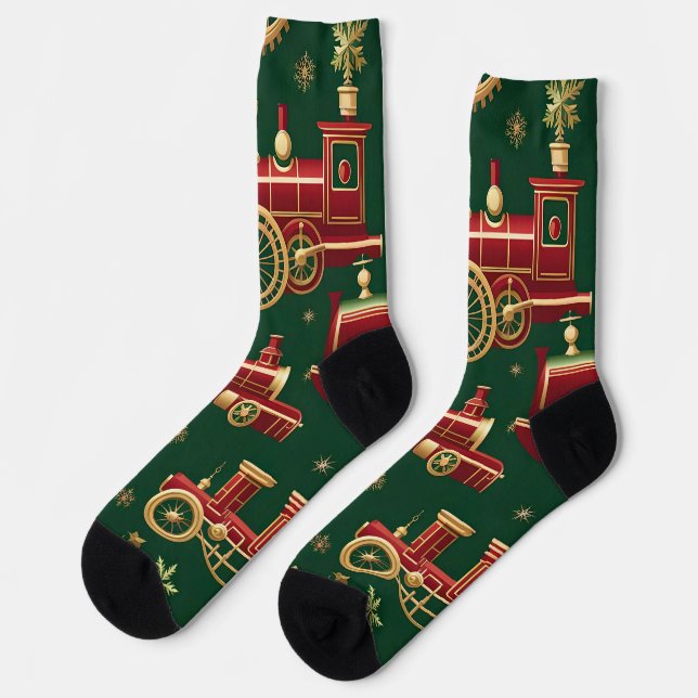 christmas steampunk locomotive socks (Left)