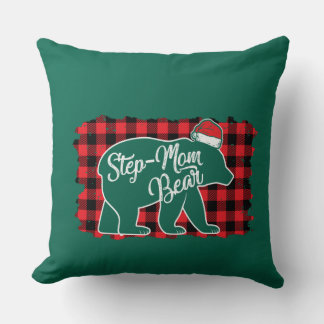 Christmas Step Mum Bear Christmas Red Plaid Buffal Cushion