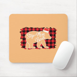 Christmas Step Mum Bear Christmas Red Plaid Buffal Mouse Pad