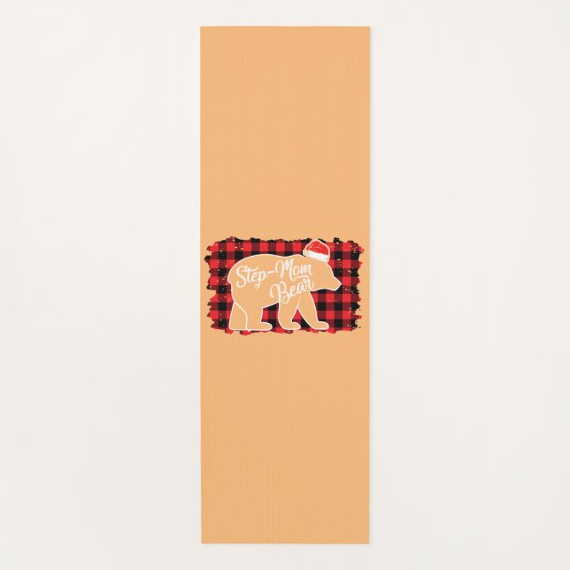 Christmas Step Mum Bear Christmas Red Plaid Buffal Yoga Mat (Front)