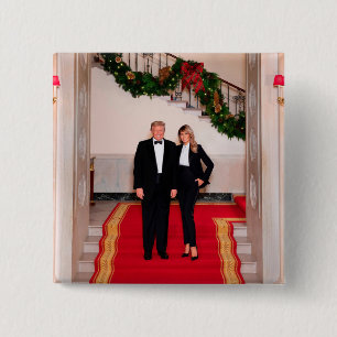Christmas steps President Donald Trump & Melania 15 Cm Square Badge