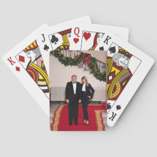 Christmas steps President Donald Trump & Melania Playing Cards