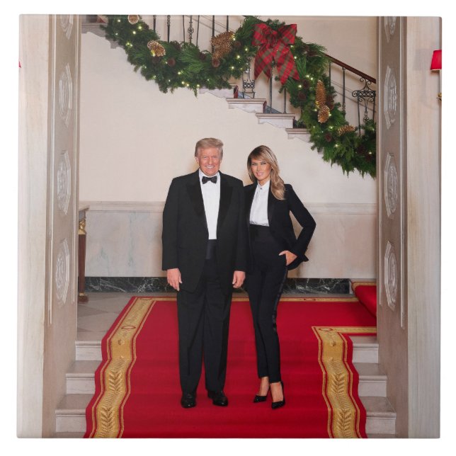 Christmas steps President Donald Trump & Melania Tile (Front)