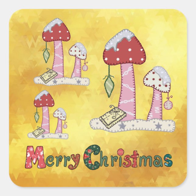 Christmas stick image square sticker (Front)