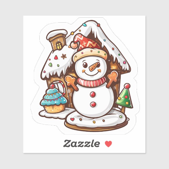 Christmas Sticker: Snowman & Gingerbread (Sheet)