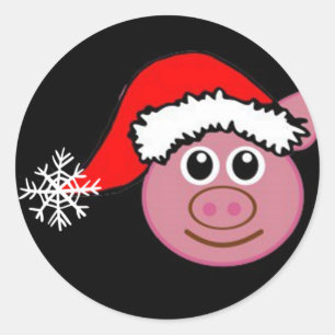 *CHRISTMAS STICKER* WITH **CHRISTMAS PIGGIE** CLASSIC ROUND STICKER