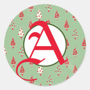 CHRISTMAS STICKER WITH CUSTOM INITIAL
