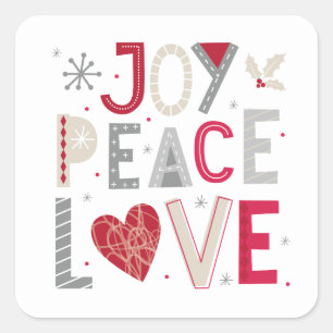 Christmas Sticker with joy peace love typography