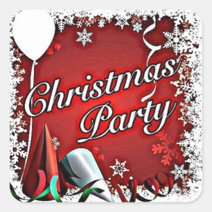 *CHRISTMAS STICKER* WITH *PARTY MERRY CHRISTMAS* SQUARE STICKER