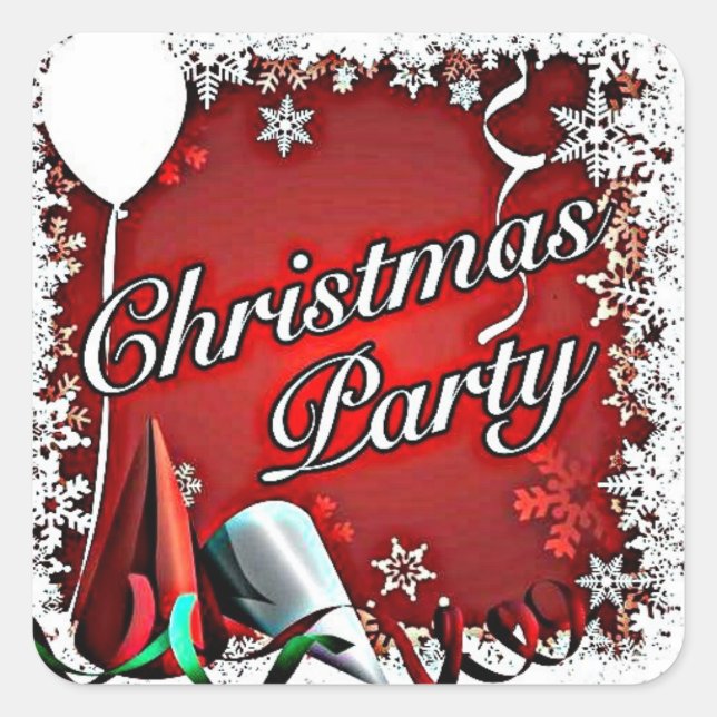 *CHRISTMAS STICKER* WITH *PARTY MERRY CHRISTMAS* SQUARE STICKER (Front)