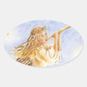 Christmas Stickers Angel Oval