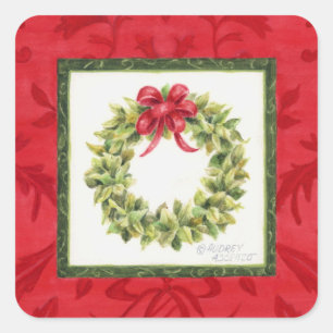 Christmas Stickers Bay Leaf Wreath