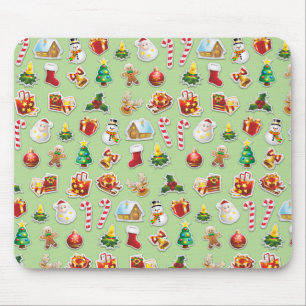 Christmas Stickers Festive Pattern Mouse Pad
