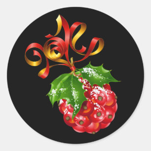 Christmas Stickers-Holly Ball Classic Round Sticker