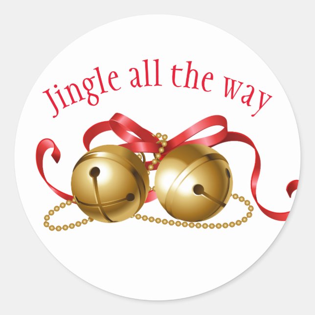 Christmas Stickers-Jingle Bells Classic Round Sticker (Front)