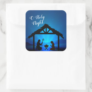 Christmas Stickers-Manger Square Sticker