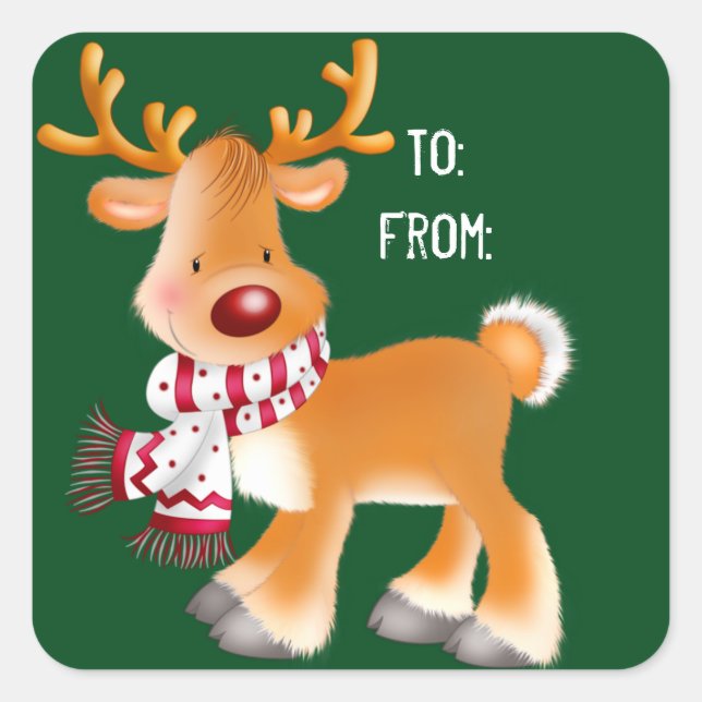 Christmas Stickers/Rudolph Square Sticker (Front)