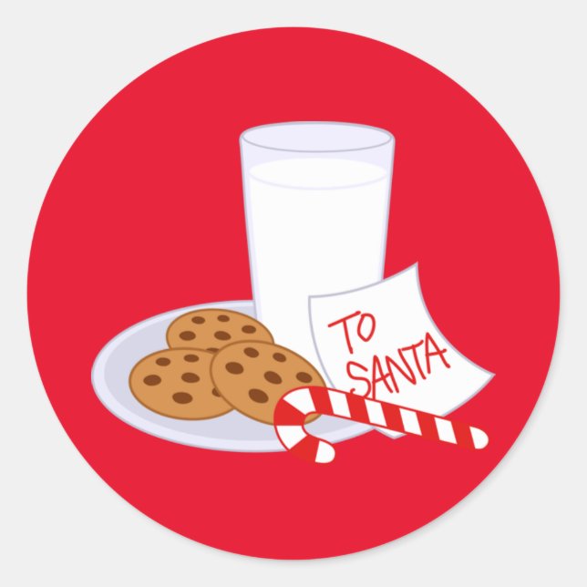 Christmas Stickers/Santa's Milk and Cookies Classic Round Sticker (Front)