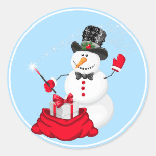 Christmas Stickers-Snowman Classic Round Sticker