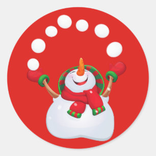 Christmas Stickers-Snowman Classic Round Sticker